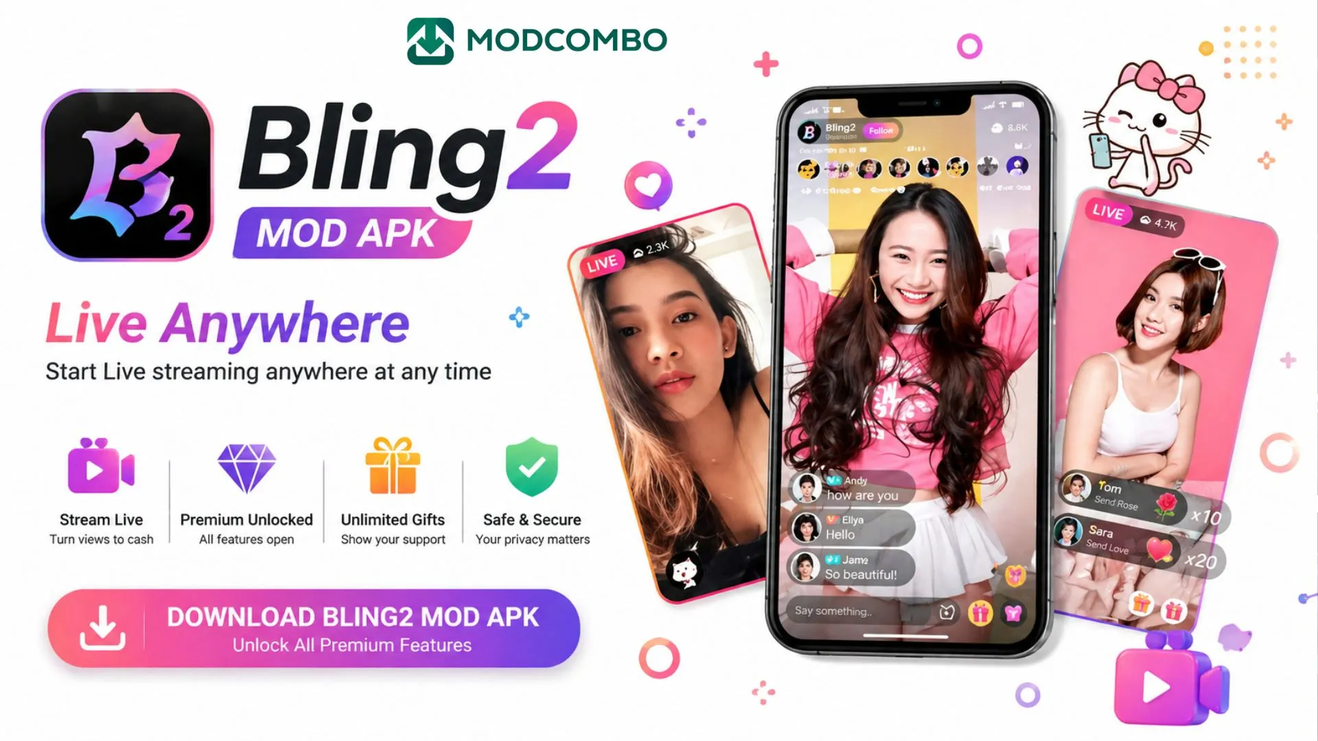 Unduh Bling2 MOD APK (Unlimited Money, Unlock Room) Terbaru v3.16.599 1 Bling2 MOD APK Unlock Room Live Streaming Terbaru