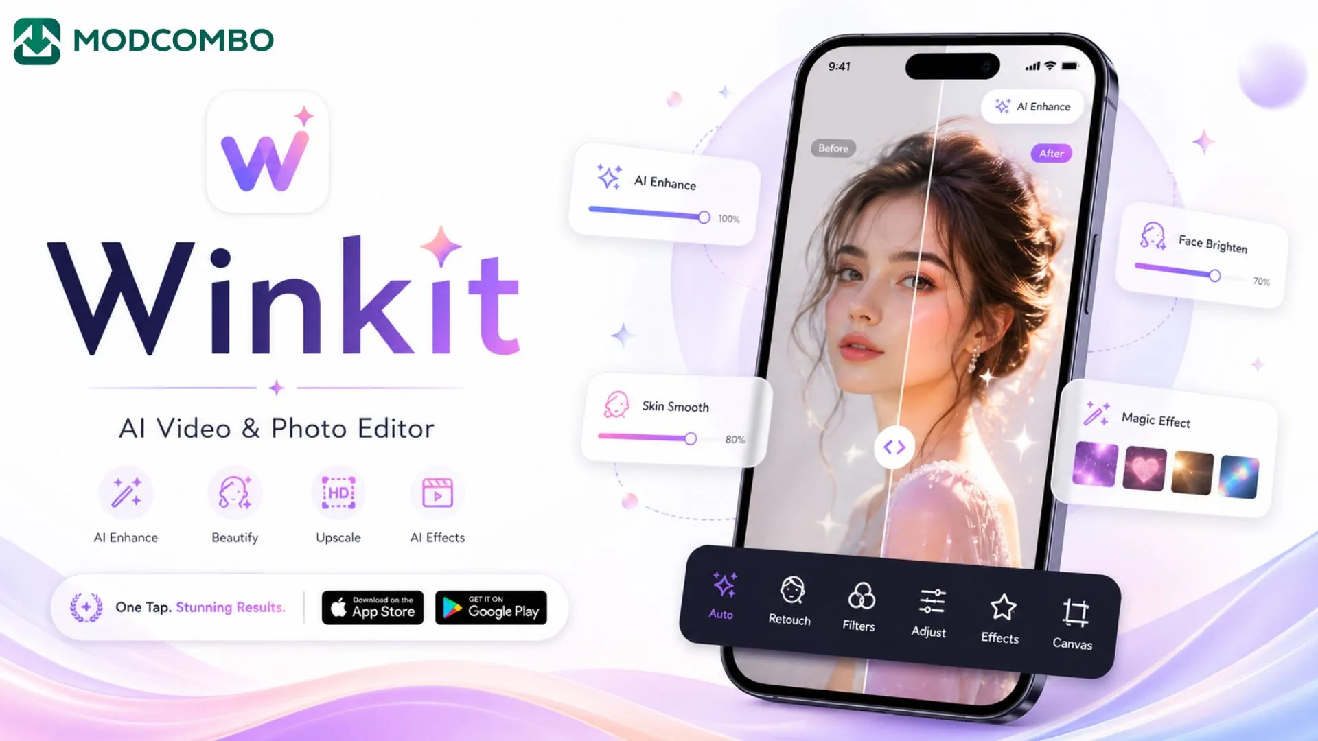 Unduh Winkit MOD APK Premium Unlocked Video AI Android v2.0.1 3 Fitur Retouch Wajah Di Winkit MOD APK